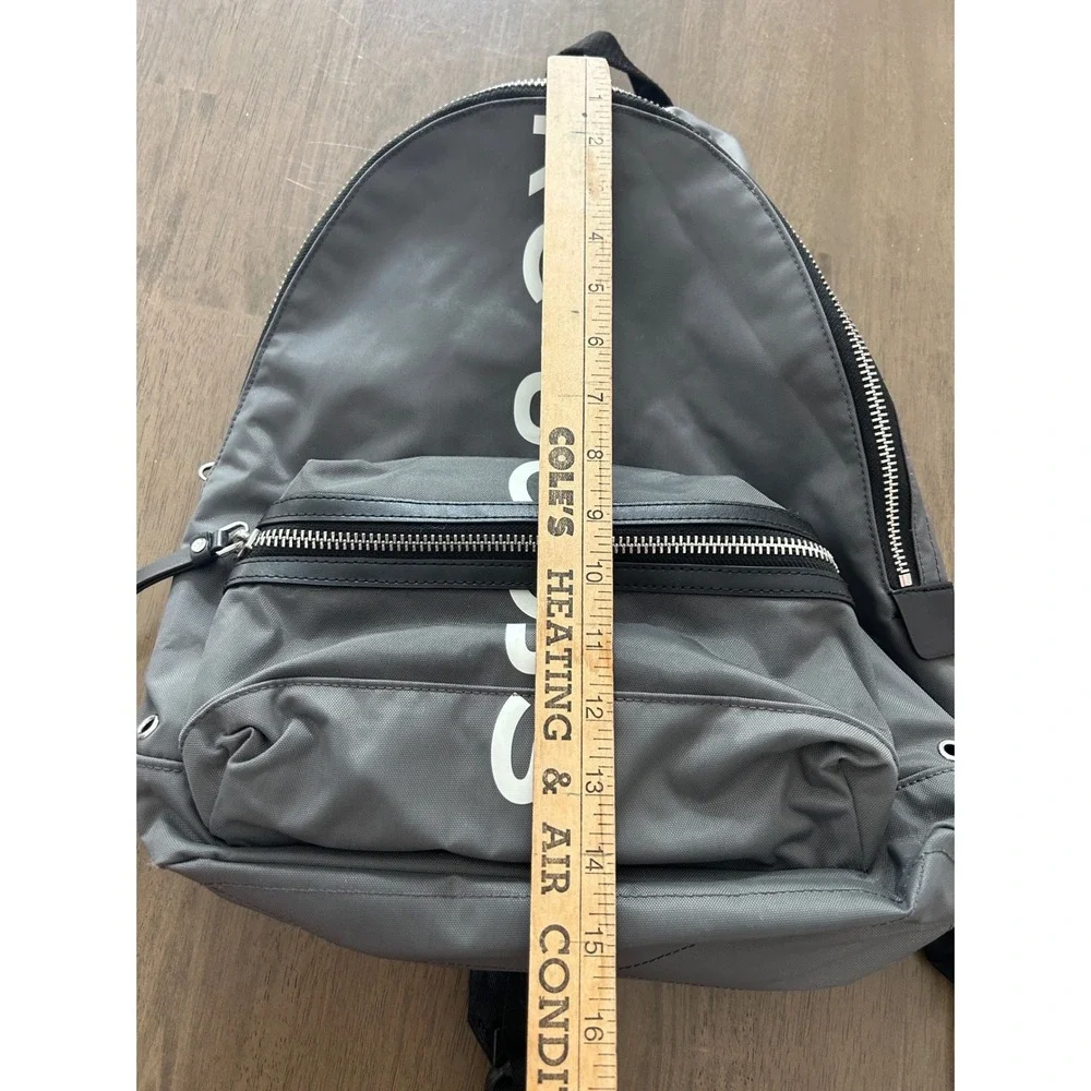 Marc Jacobs Gray Nylon Logo Backpack M0016409 021 Silver Zip Bag